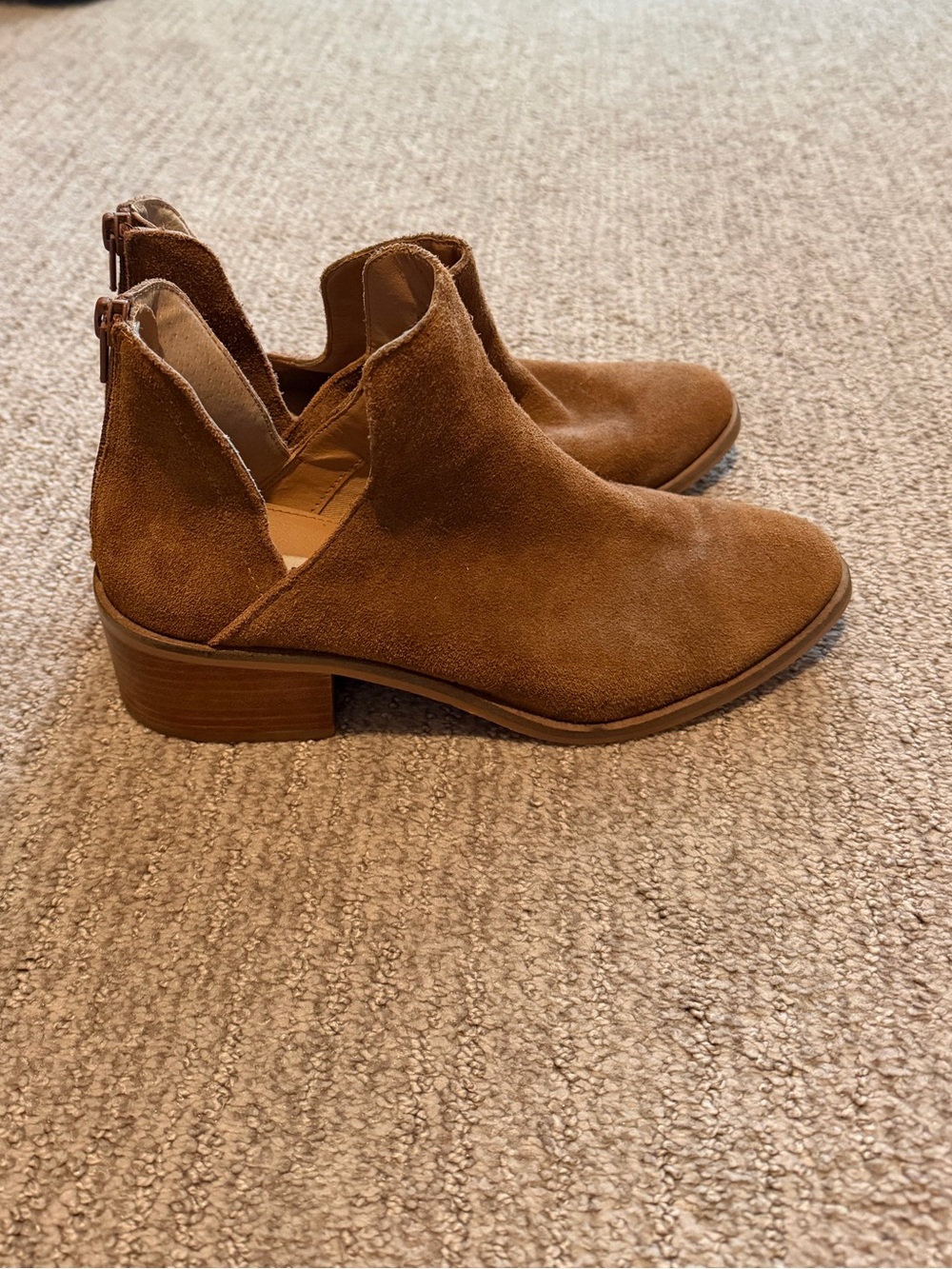 Womens Suede Cutout Ankle Bootie in Brown